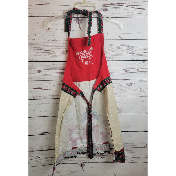 St. Nicholas Square Apron Snowman Holiday Yuletide Warm Wishes Grannycore Family - Picture 8 of 9